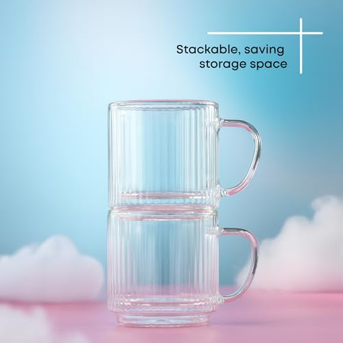 Haven Stackable Fluted Glass Mugs Set of 2 (Espresso Cups)