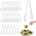 24 Pc Plastic Tongs for Serving 9 Inch Bulk Reusable or Disposable Tongs Heavy Duty Hard Serving Utensils Set Large Salad Tong for Kitchen Party Food Buffet Appetizer BBQ Event Catering Clear (Clear)