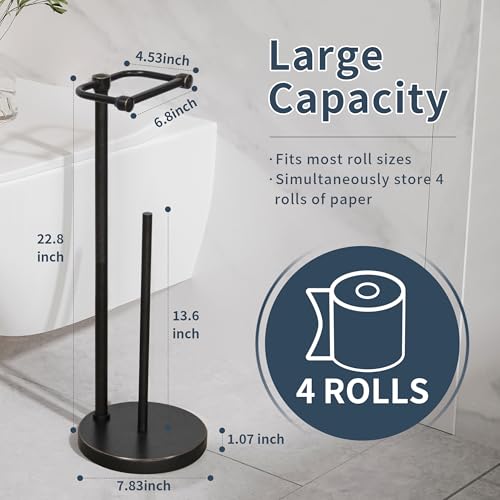 Toilet Paper Holder Stand (Oil Rubbed Bronze / Free Standing With Storage)