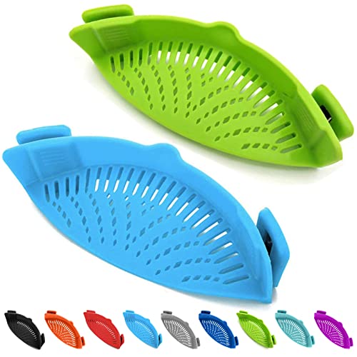 Clip on Kitchen Food Strainer for Spaghetti (Blue, Green)
