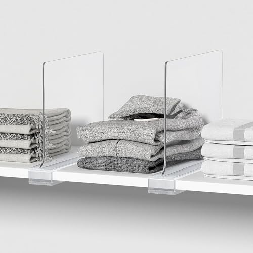 8 PCS Shelf Dividers for Closet Organization Acrylic Clear Closet Shelf Divider for Wooden Shelving Suitable for Wooden or Vertical Shelves Or Bedroom (8 pcs)