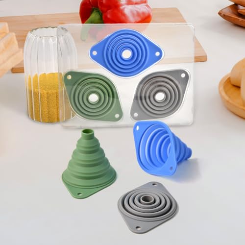 Kitchen Funnel Set 3 Pack (3 Pack-Blue,Green,Gray)