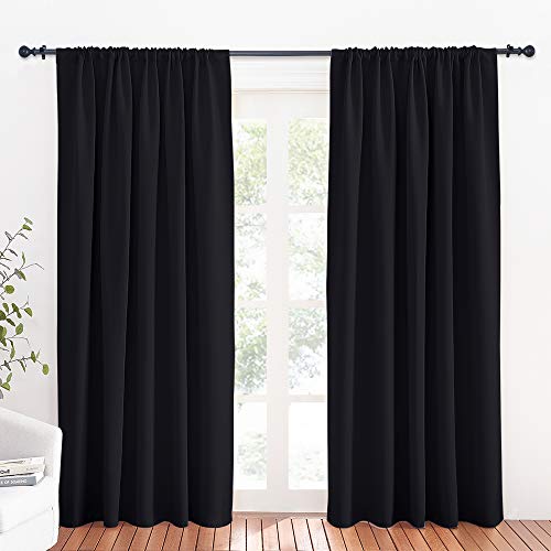 Blackout Curtains for Bedroom Living Room Nursery 72 inches Long (Black / 34"W x 72"L (Pack of 2))