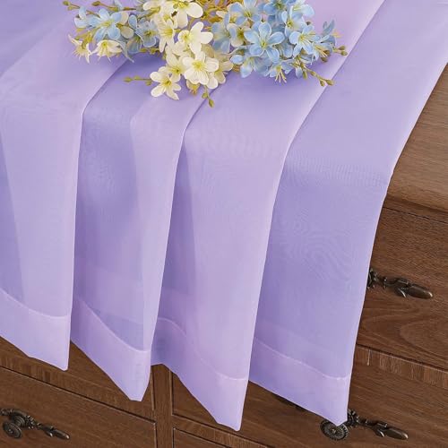 Window Sheer Curtains 45 Inches Length (42"W x 45"L (Pack of 2) / Lavender)