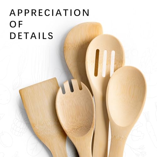 Wooden Spoons for Cooking (Bamboo Yellowish)