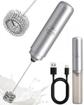 Rechargeable Milk Frother Handheld (Silver / Rechargeable Z1 Motor Max)