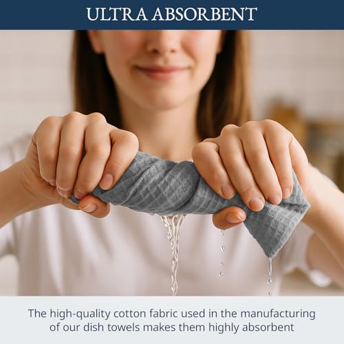 Kitchen Towels Set 100% Cotton Soft & Absorbent 12 Pack (18"x28" - 12 Pack / 02: Grey)