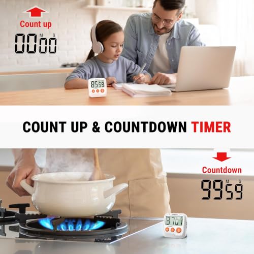 TM03 Digital Timer with 2 Alarm Volume & Strong Magnetic Back