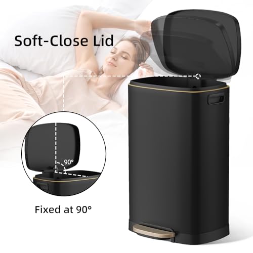13 Gallon Kitchen Trash Can with Lid (Black / 13 Gallon)