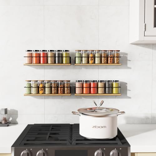 Spice Rack Self (4 Pack- Wood Color)