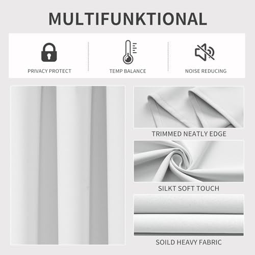 60% Blackout White Curtains 84 Inch Length 2 Panels (Greyish White / 52"W x 84"L (Pack of 2))