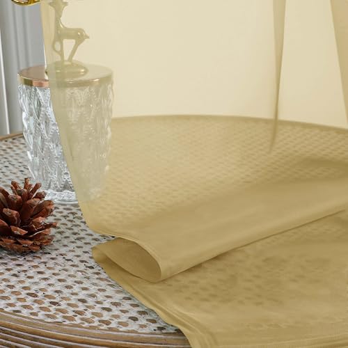 Gold Sheer Curtains 84 Inch Long 2 Panels for Living Room 59" Wide (Gold / 59"W x 84"L (Pack of 2))