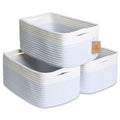 13.5”x8.5”x5.5” Rectangle Storage Baskets for Shelves 3 Pack (Off White & Mixed Blue / 13.5" x 8.5" x 5.5")