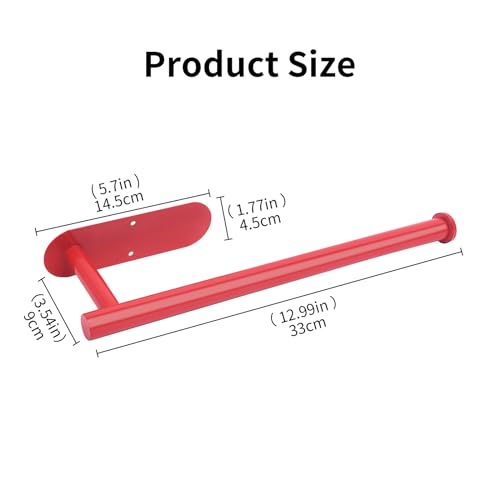 Pink Paper Towel Holder Self Adhesive Drilling for Kitchen Red (Red)