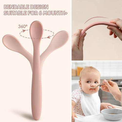 Silicone Baby Feeding Spoons (Pink)