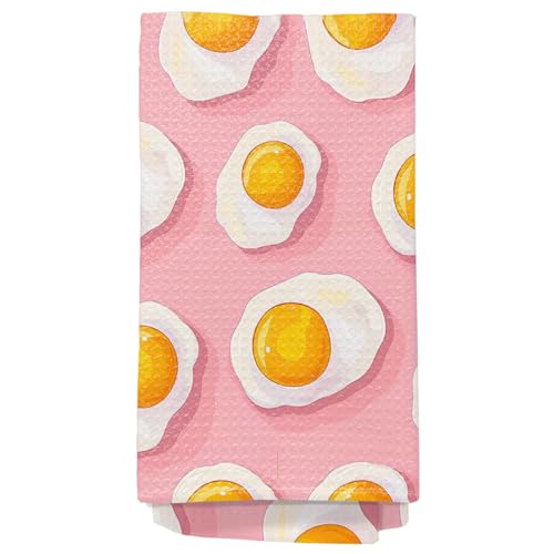 Trendy Pink Fried Eggs Kitchen Towels (Trendy Pink Fried Eggs)