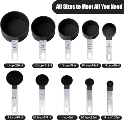 Measuring Cups and Spoons Set (Black)
