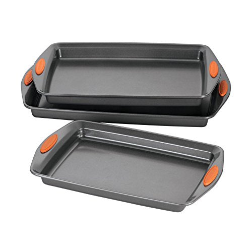 Yum o! Nonstick Bakeware Oven Lovin' Cookie Pan Set for Baking (Orange Grips)
