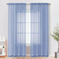Sheer Curtains 84 Inches Long 2 Panels Set (Demin Blue / 42"W x 84"L (Pack of 2))