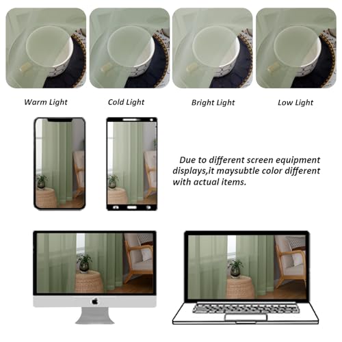 Extra Long Sage Green Sheer Curtains 120 Inches Long 2 Panels (Sage Green / 59"W x 120"L (Pack of 2))
