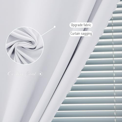 Thermal Blackout Curtains with Self Adhesive Tape No Rod No Drill Easy Install Window Cover for Bedroom Kitchen Dorm 46" W x 59" L White 1 Panel (46"W x 59"L (Pack of 1) / White)