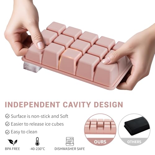Silicone Ice Cube Tray 3 Pack (Ice Cube Tray 3 Pack / Blue+Mint+Pink)