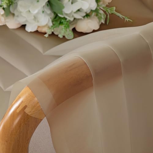 Taupe Sheer Curtains 45 Inch Long 2 Panels (Taupe / 42"W x 45"L (Pack of 2))