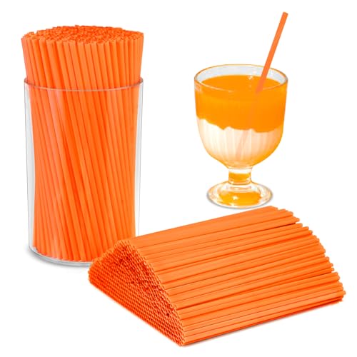 500 Pcs Neon Orange Coffee Stir Sticks Set Acrylic Stir Stick Holder Heather Orange Coffee Stirrers Holder Cocktail Straws for Coffee Bar Party Thanksgiving (Neon Orange / 500 Pcs)