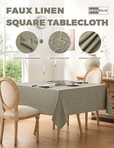 Faux Linen Square Tablecloth for Dining Room (Natural / 52" x 52" (Square))