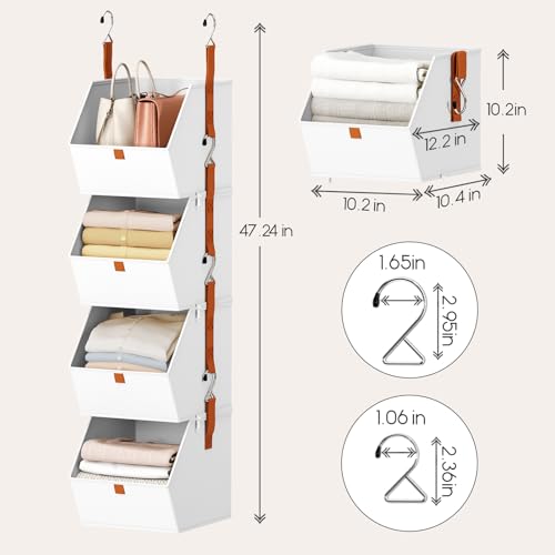 Hanging Closet Organizer 4 Tier (White / 8 shelves)