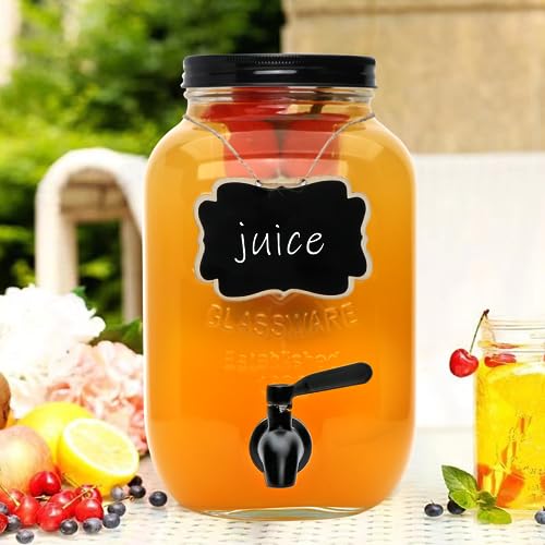 1 Gallon Drink Dispensers for Parties (Black-Stainless Steel Faucet)