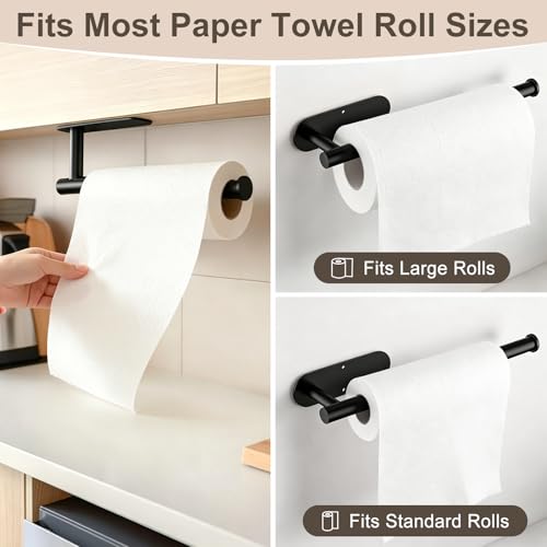 2‑Pack Paper Towel Holder Under Cabinet (Black 2pc)