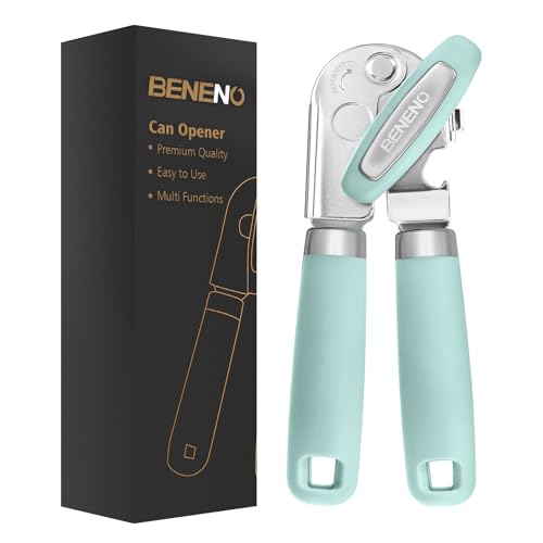 Heavy Duty Hand Can Opener Manual with Magnet Lid Remover (Mint)