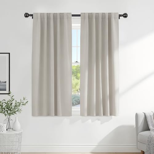Blackout Curtains Thermal Insulated Window Treatment Panels Room Darkening Blackout Drapes for Living Room Back Tab (Cream / 52"W x 84"L (Pack of 2))