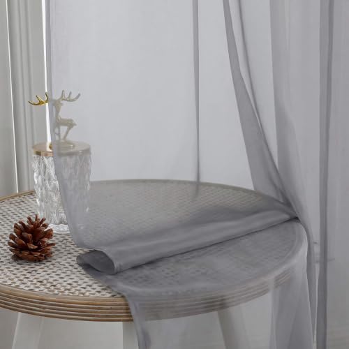 Charcoal Grey Sheer Curtains 72 Inches Long 2 Panels Set (Charcoal Grey / 59"W x 72"L (Pack of 2))