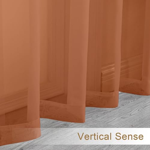 Sheer Orange Tier Curtains 24 Inch Length (Orange / 42"W x 24"L (Pack of 2))