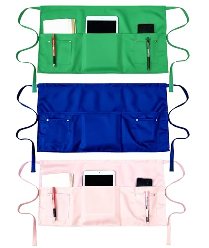 Pack of 3 Server Waist Aprons (Blue+green+pink)
