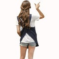 Shortened Design Apron (1# Style-rounded Edge / Navy Blue)