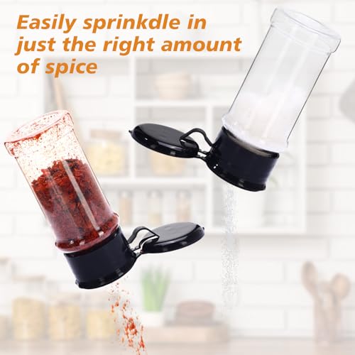 100 Pcs Plastic Spice Bottles Spice Jars with Black Cap Seasoning Jars Shaker 2 Oz (Black)