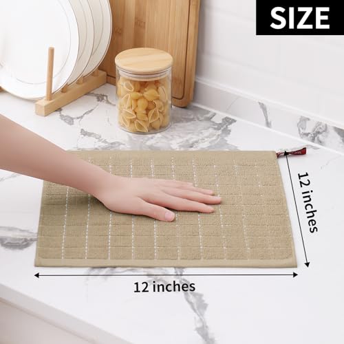 100% Cotton Terry Kitchen Dish Cloths (Tan / 12 X 12 - 6 Pack)
