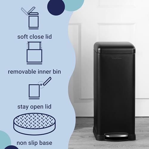 Betty 8 Gal Step Trash Can Soft (Black)