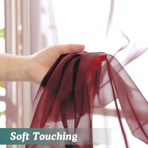 Burgundy Sheer Valances for Windows (Burgundy / 42"W x 16"L (Pack of 2))