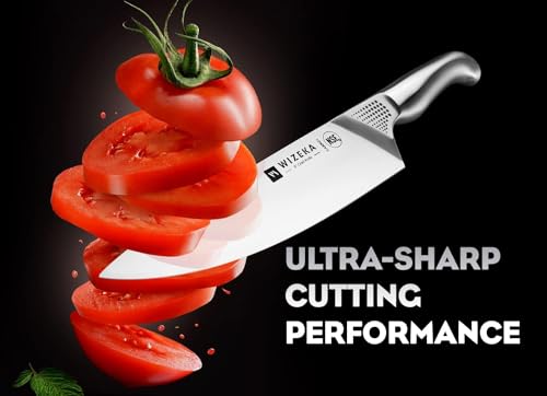 Kitchen Knife Set with Block and Sharpener German Steel 15 Piece (Sliver)