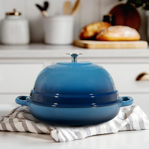 Enameled Cast Iron Dutch Oven Pot with Lid (Lake Blue)