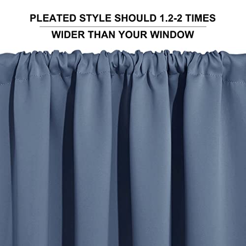 Short Blackout Curtains for Small Window Kitchen Bathroom Cafe RV (Stone Blue / 52"W x 36"L (Pack of 2))