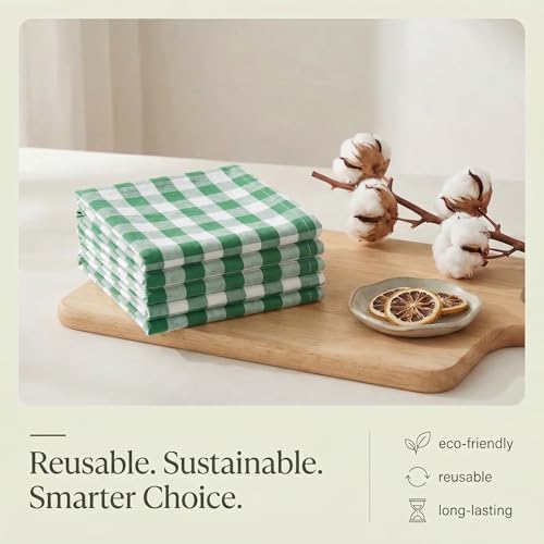 Kitchen Towels Cotton Dish Towels 20”x30” (20" x 30" (Set of 6) / 070 Hunter/White)