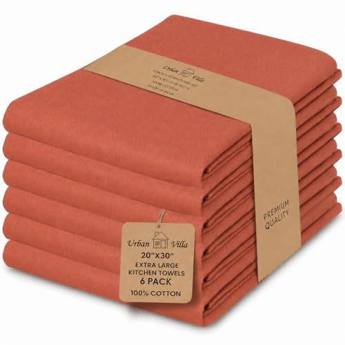 Kitchen Towels Cotton Dish Towels 20”x30” (20" x 30" (Set of 6) / 158 Rust)