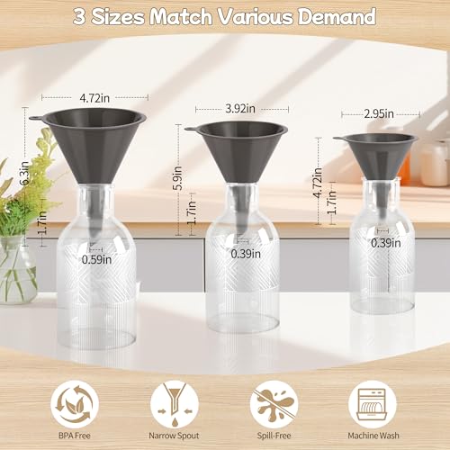 Plastic Kitchen Funnel Set of 3 with Clean Brush