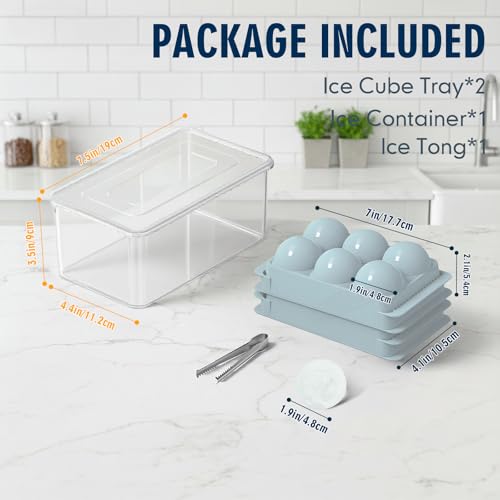 Large Ice Ball Maker Mold (Blue / 1.9In*6 Balls)