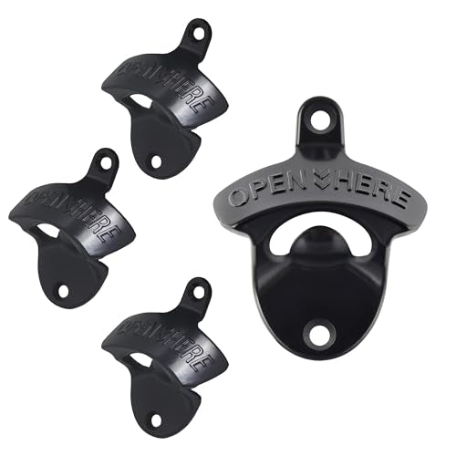 Classic Black Wall Mount Beer Bottle Opener (Black)